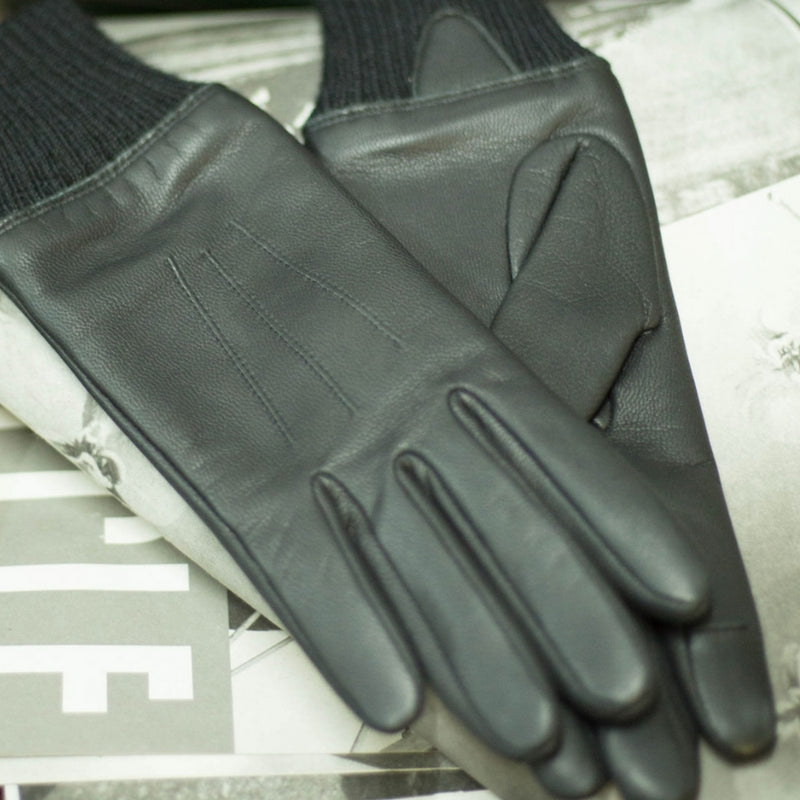 Gants Andrew Cuir Doublés Cachemire - Noir Tactile/Noir - Homme