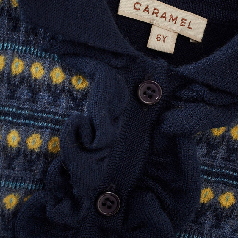 Aneto fairisle floral merino wool dress - Caramel selection available on amaetc.com, eco friendly concept store for children