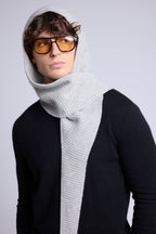 Cagoule Echarpe Unisexe Angela - Gris Clair - Mixte - 100% Cachemire