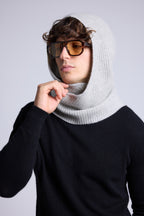 Cagoule Echarpe Unisexe Angela - Gris Clair - Mixte - 100% Cachemire