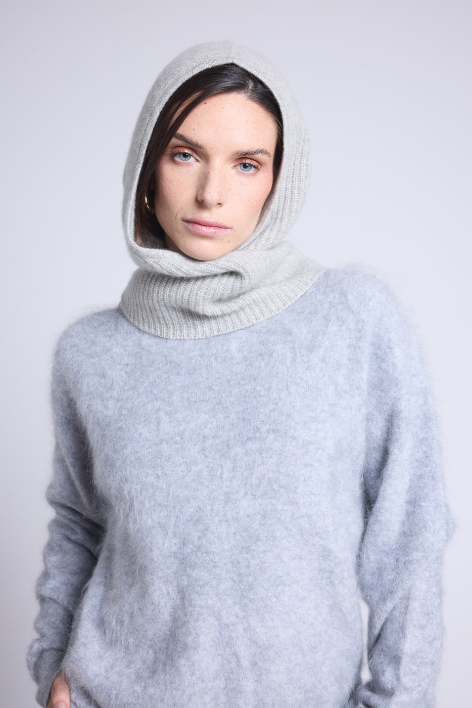 Pasamontañas con bufanda unisex Angela - Gris claro - Mixto