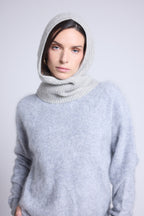Pasamontañas con bufanda unisex Angela - Gris claro - Mixto