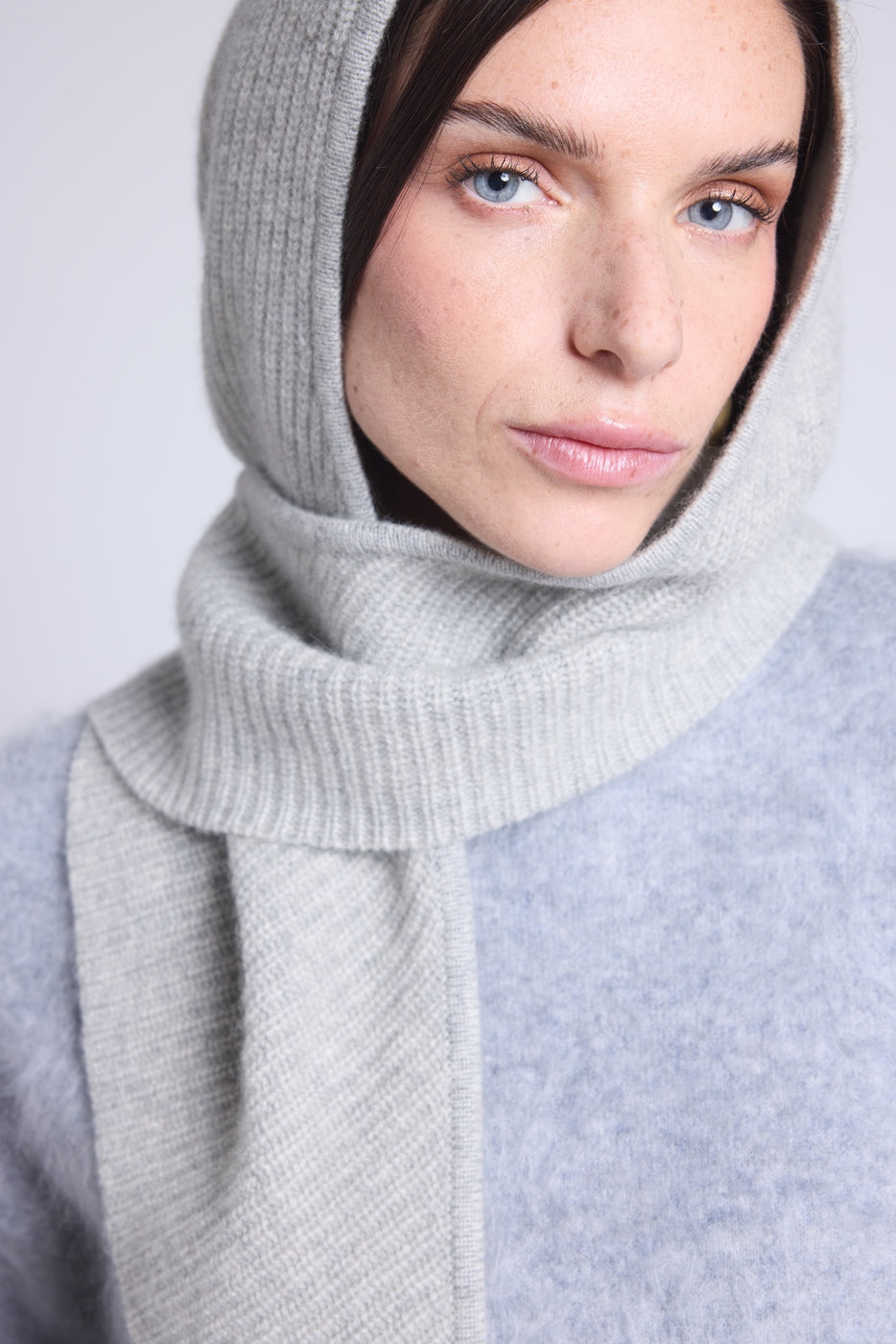 Pasamontañas con bufanda unisex Angela - Gris claro - Mixto