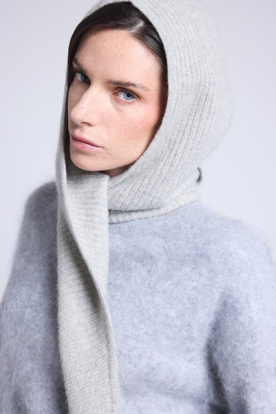 Pasamontañas con bufanda unisex Angela - Gris claro - Mixto