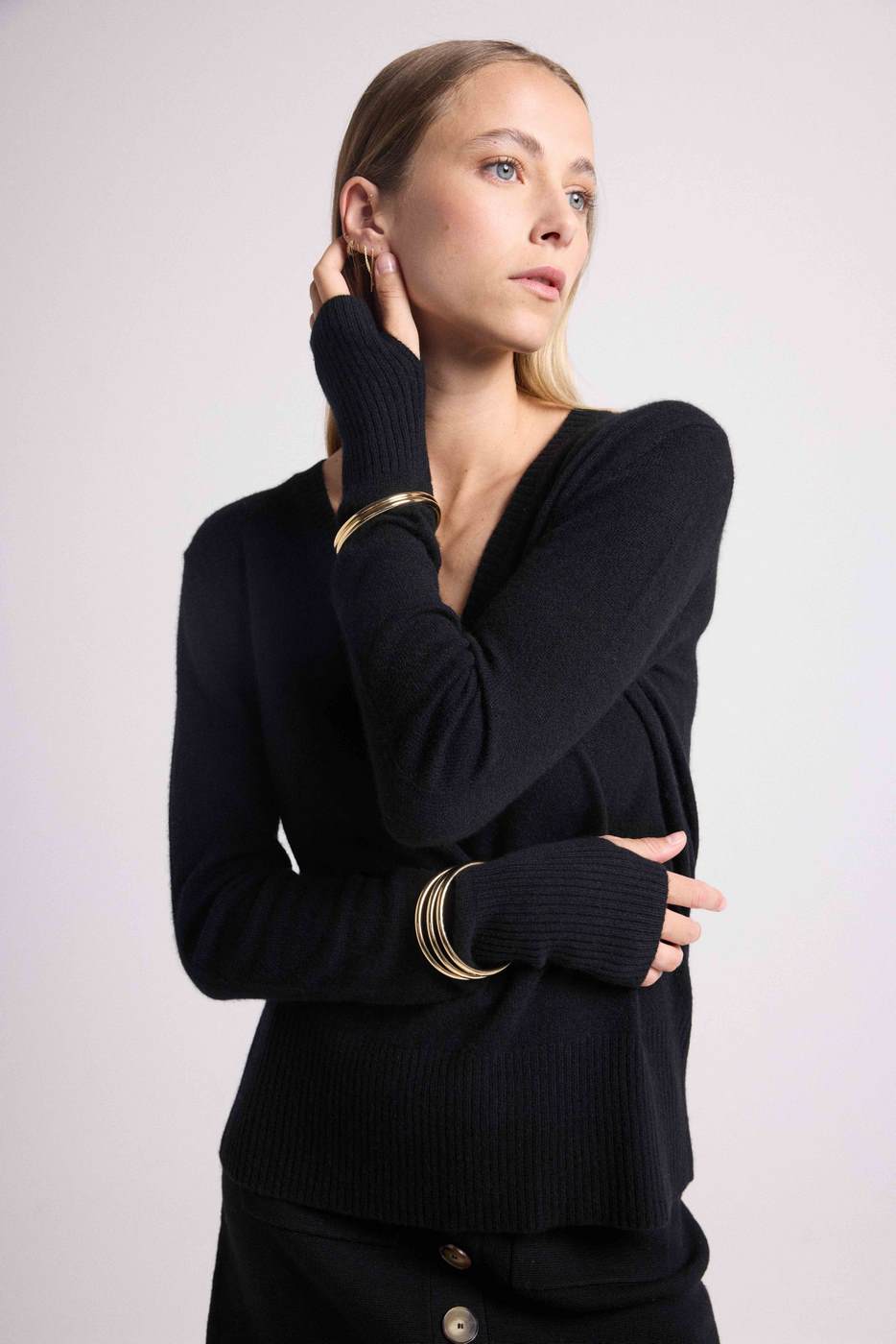 Anna Jumper with Mittens - Black