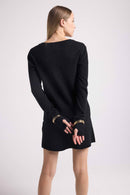 Pull Col V Manches Mitaines Anna - Noir - 100% Cachemire Oeko-Tex - Femme