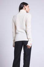 Pull Col Roule Cœur Broderie Anny - Blanc Rouge - Femme
