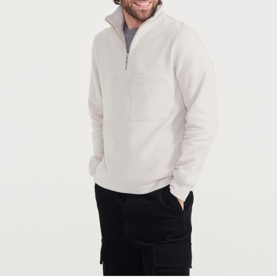 Pile con mezza zip - Sabbia - Uomo