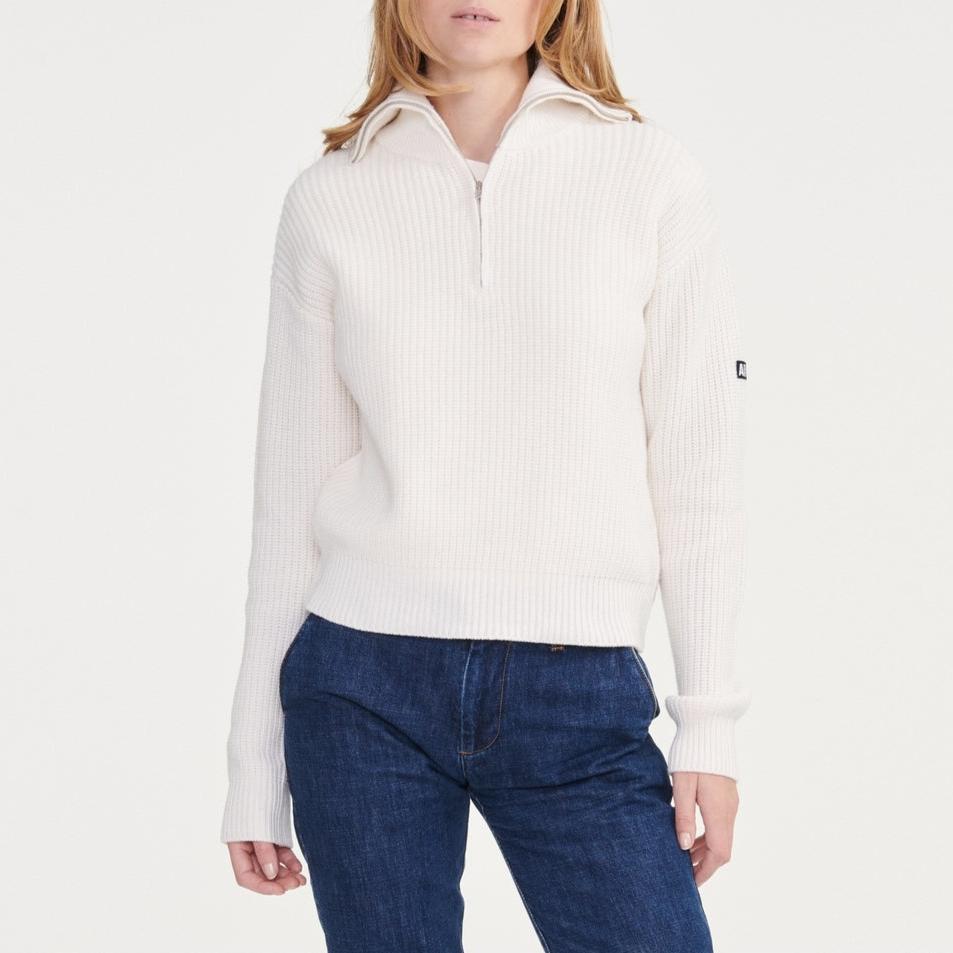 Maglione con mezza zip - Sabbia - Donna
