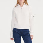 Maglione con mezza zip - Sabbia - Donna