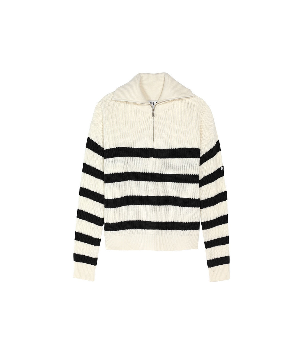 Maglione con mezza zip - Bianco latte St - Donna
