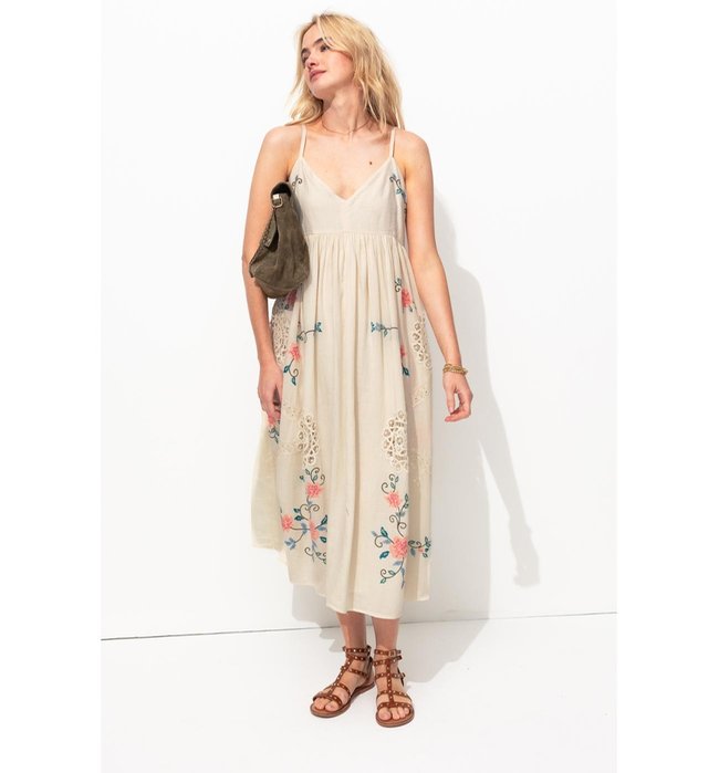 Robe Brodée Point de Croix - Naturel Imprime