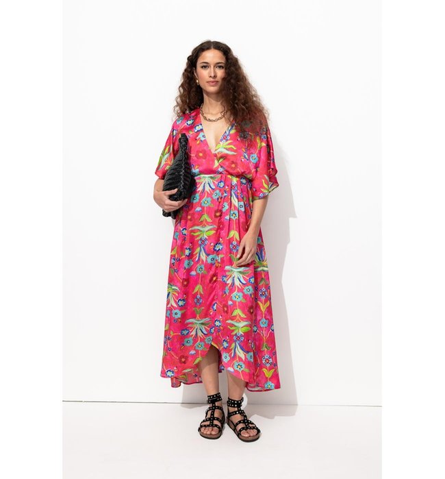 Robe Satin Laura Gulshani - Rose Imprime