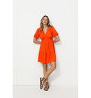 Robe Courte Imprimée Femme - Orange Uni Colore