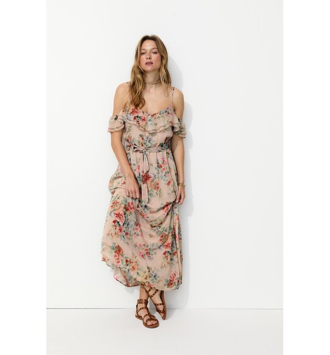 Robe Longue à Bretelles Femme - Rose Imprime