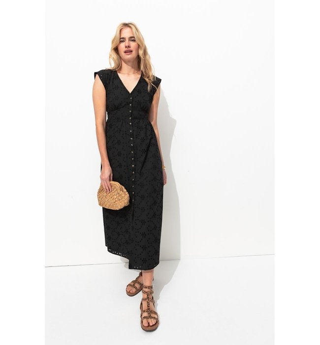 Robe en Broderie Anglaise - Noir Uni Fonce