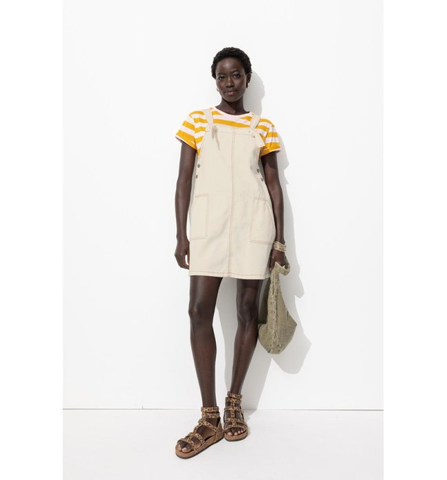 Robe Courte en Jean de Couleur - Naturel Uni Clair