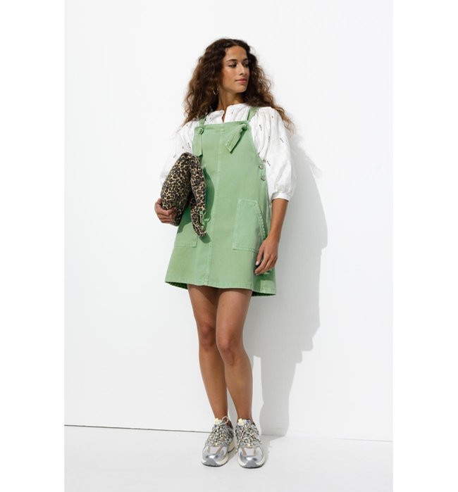 Robe Courte en Jean de Couleur - Vert Uni Colore