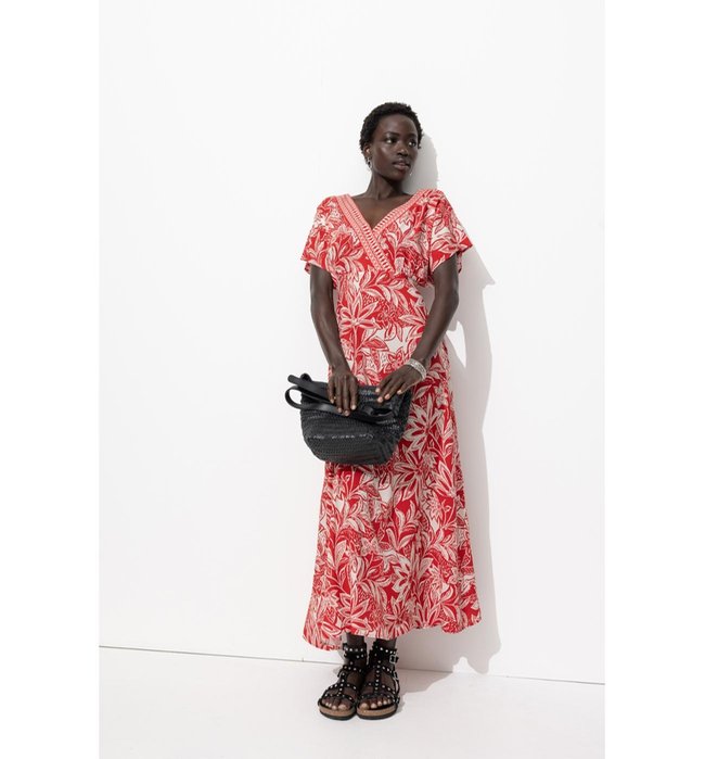 Robe Longue Éco-conçue - Rouge Imprime