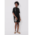 Robe T-shirt en Coton Femme - Noir Uni Fonce