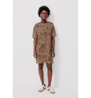 Robe T-shirt en Coton Femme - Marron Imprime