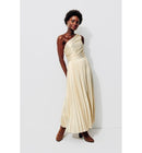 Robe Lamée One-shoulder - Jaune Uni Colore