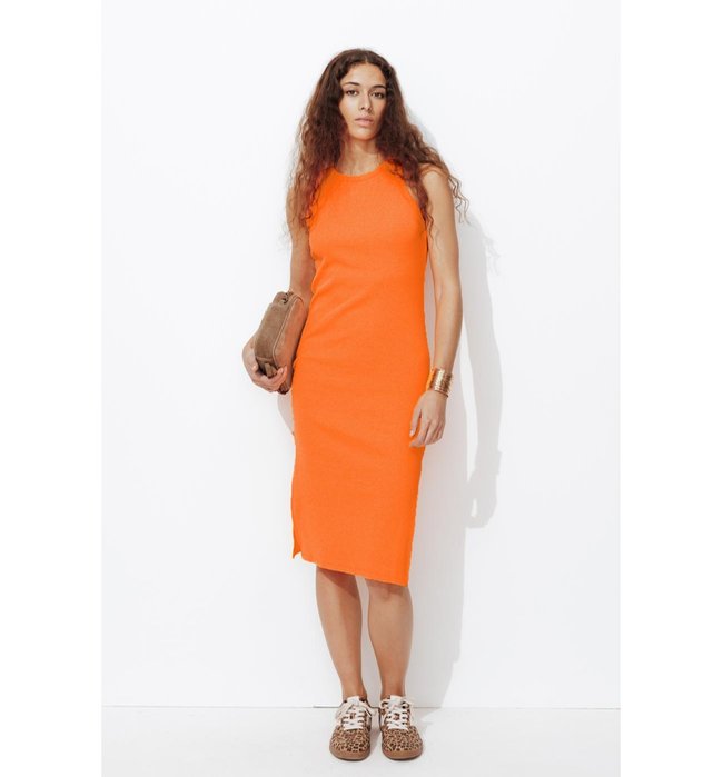 Robe-débardeur Mi-longue - Orange Uni Colore