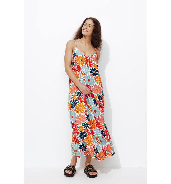 Longue Robe à Fines Bretelles - Multicolore Imprime