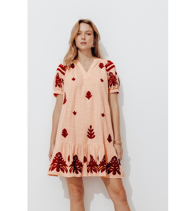Robe Babydoll Brodée Femme - Naturel Uni Clair