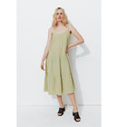 Robe Évasée en Gaze de Coton - Kaki Uni Clair