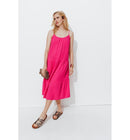 Robe Évasée en Gaze de Coton - Rose Uni Colore