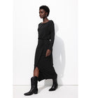 Robe Longue en Jersey Femme - Noir Uni Fonce