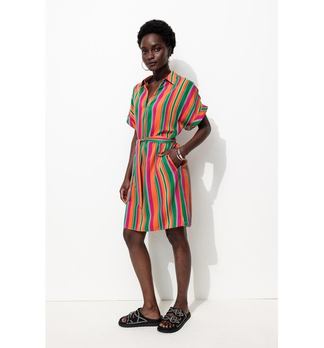 Robe Tunique Ceinturée Femme - Multicolore Imprime