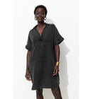 Robe Courte en Gaze de Coton - Gris Uni Fonce