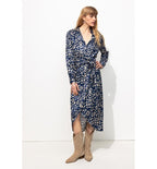 Robe Midi Satin Jacquard - Bleu Imprime