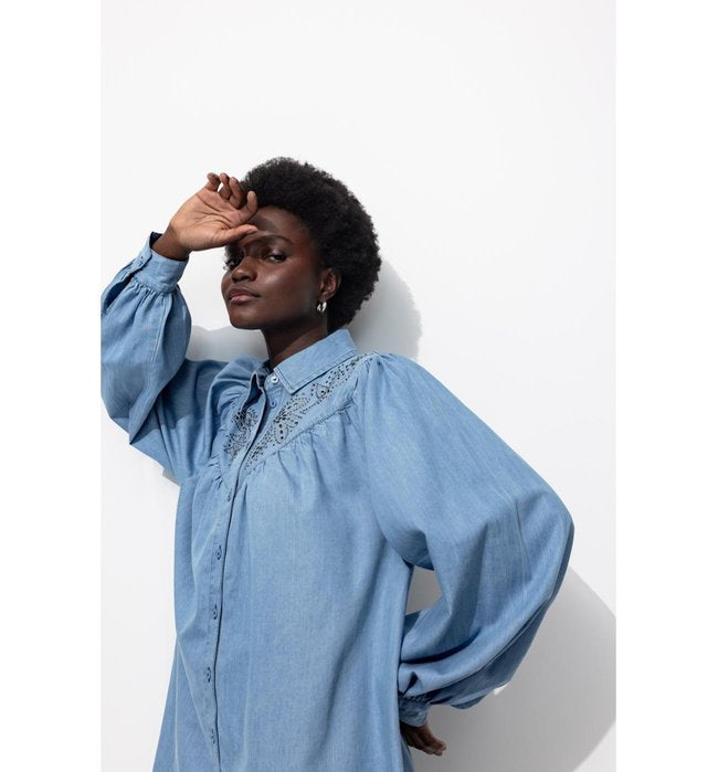 Robe-chemise Perlée Femme - Jeans Uni Fonce