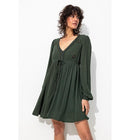 Robe Courte Brodée Femme - Vert Uni Colore