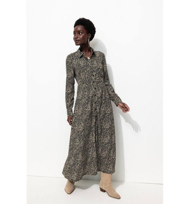 Robe-chemise Longue Imprimée - Noir Imprime