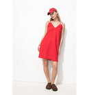 Robe à Bretelles en Jersey - Rouge Uni Colore