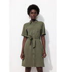 Robe-chemise Léopard Femme - Kaki Uni Fonce