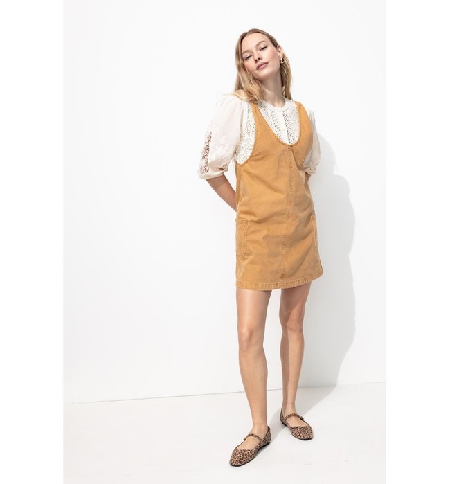Robe-salopette Courte Femme - Grège Uni Fonce