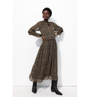 Longue Robe en Voile Fleuri - Noir Imprime