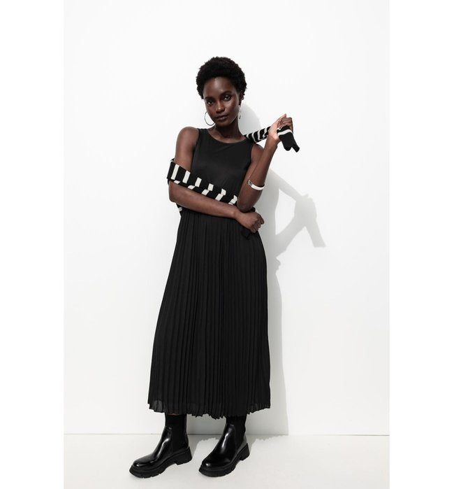 Robe-pull 2 en 1 - Noir Raye