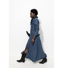 Longue Robe-chemise Femme - Jeans Uni Fonce