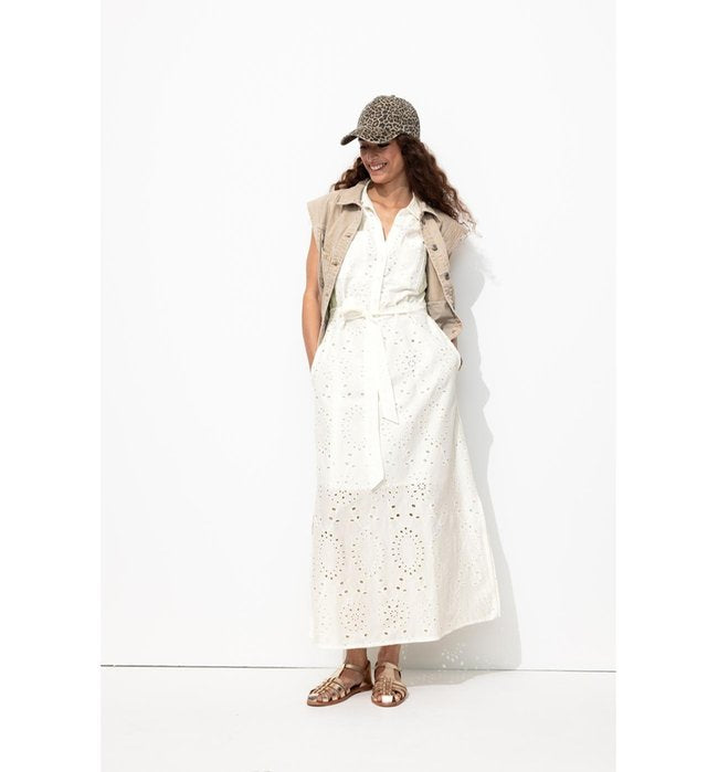 Longue Robe Broderie Anglaise - Naturel Uni Clair