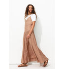 Robe Longue à Bretelles Femme - Rose Uni Colore