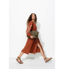 Robe-chemise Brodée Femme - Marron Uni Clair