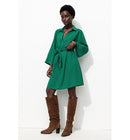 Robe Courte Ceinturée Femme - Vert Uni Colore