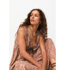 Robe Brodée sans Manches Femme - Rose Uni Colore