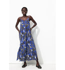 Robe Longue à Fines Bretelles - Bleu Imprime